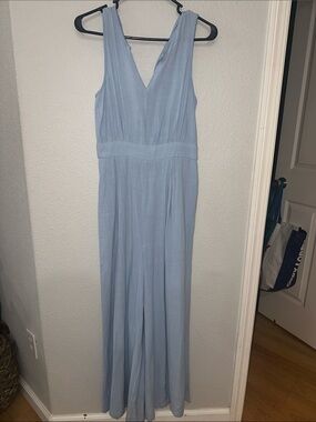 Light Blue V-Neck Sleeveless Women's Dress